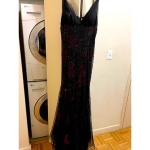 Teri Jon Hand Beaded 100% Silk Evening Gown